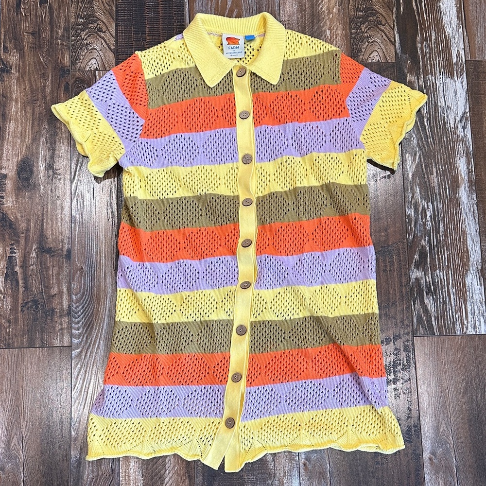 Vibrant Knit Striped Cardigan dress or beach cover up